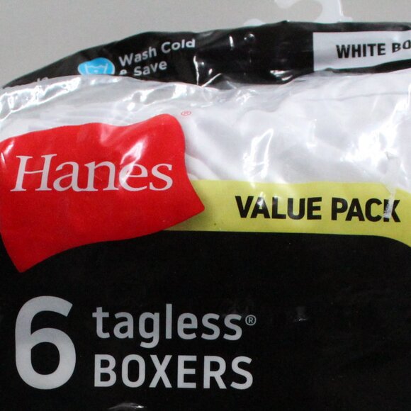 HANES NWT Men's 3XL 6 Pair Value Pack Tagless Woven White Boxers - Picture 3 of 9